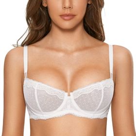 Dobreva Balconette Balenli Push Up Dirndl Dantel Beyaz Kadın Sütyen