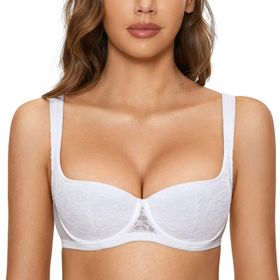 Dobreva Balconette Push Up Dirndl Balenli Dantel Hafif Yastıklı Beyaz Kadın Sütyen
