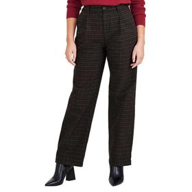 Dockers Original Pleated High Wide Ballad Chamois Black Bean Plaid 1 Kadın Pantolon