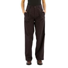 Dockers Original Pleated High Wide Ballad Chamois Black Bean Plaid 1 Kadın Pantolon