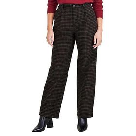 Dockers Original Pleated High Wide Ballad Chamois Black Bean Plaid 1 Kadın Pantolon