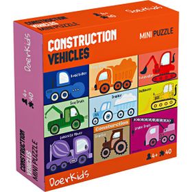 Doer Kids 8288 İnşaat Araçları İş Makinaları 40 Parça Renkli Mini Puzzle