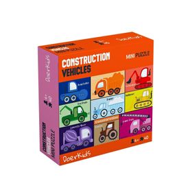 Doer Kids 8288 İnşaat Araçları İş Makinaları 40 Parça Renkli Mini Puzzle