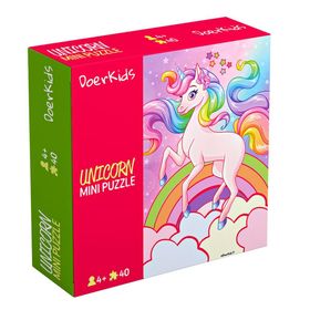 Doer Kids 8417 Unicorn 40 Parça Renkli Mini Puzzle