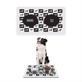 Dog Black And White Köpek Mama Altlığı Mama Paspası