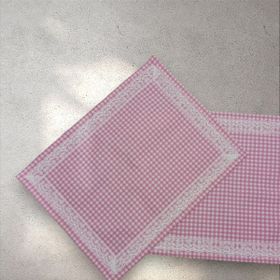 Dogaden 35x45 cm 2'li Keten Güpürlü Pembe Beslenme Örtüsü