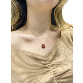 Doğal Damla Akik Taşlı Kişiye Özel Harfli 925 Gümüş Kolye
