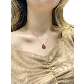 Doğal Damla Akik Taşlı Kişiye Özel Harfli 925 Gümüş Kolye