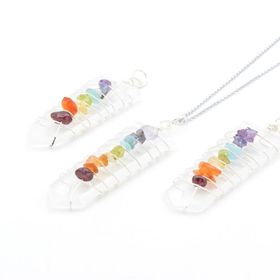 Doğal Kristal Kuvars Çakra 002 Kolye Ucu