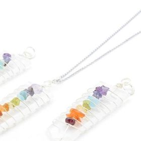 Doğal Kristal Kuvars Çakra 002 Kolye Ucu