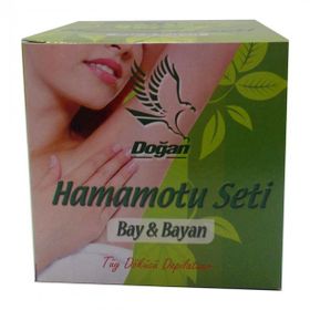 Doğan Hamamotu Seti Tüy Dökücü Toz 100 gr Kase Spatula Kolonyalı Mendil
