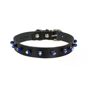 Doggie 1.5x21-25 cm Siyah Nazar Boncuklu Deri Kedi Tasması