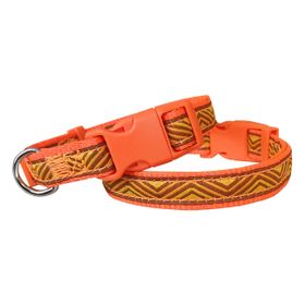 Doggie 1,5 cm x 27-40 cm Turuncu Dalga Desenli Dokuma Köpek Boyun Tasması