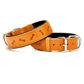 Doggie 2.5x45 cm Camel Comfort Deri Kemik Desenli Köpek Boyun Tasması