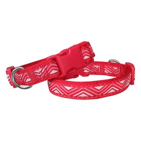 Doggie 2 cm x 31-47 cm Kırmızı Dalga Desenli Dokuma Köpek Boyun Tasması