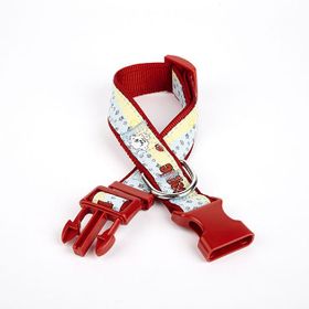 Doggie 3 cm x 36-60 cm Kırmızı Pati Desenli Dokuma Köpek Boyun Tasması