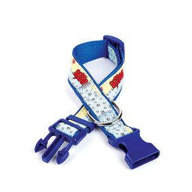 Doggie 3 cm x 36-60 cm Mavi Köpek ve Pati Desenli Dokuma Köpek Boyun Tasması