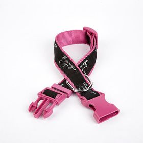 Doggie 3 cm x 36-60 cm Mor Köpek Desenli Dokuma Köpek Boyun Tasması