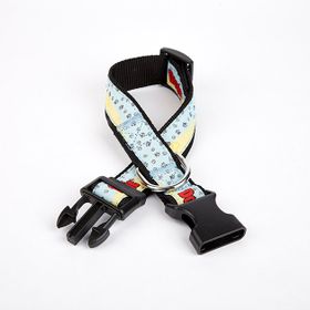Doggie 3 cm x 36-60 cm Siyah Köpek ve Pati Desenli Dokuma Köpek Boyun Tasması