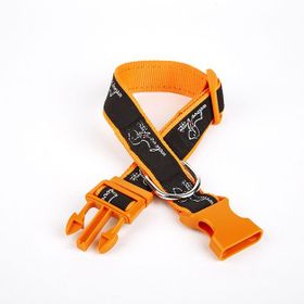 Doggie 3 cm x 36-60 cm Turuncu Köpek Desenli Dokuma Köpek Boyun Tasması