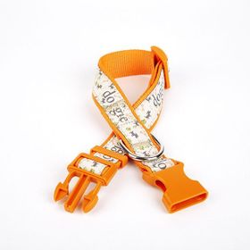 Doggie 3 cm x 36-60 cm Turuncu Köpek ve Pati Desenli Dokuma Köpek Boyun Tasması
