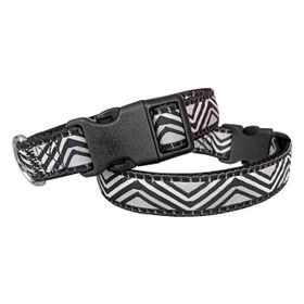 Doggie 3 cm x 40-60 cm Siyah Dalga Desenli Dokuma Köpek Boyun Tasması