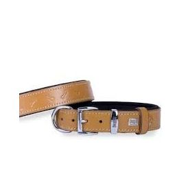Doggie 4 x 47-55 cm Kamel Konfor Deri Kemik Desenli Boyun Tasması