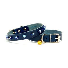Doggie BKT-12-MV 11.2x26 cm Mavi Large Nazar Boncuklu Kedi ve Küçük Irk Köpek Tasması