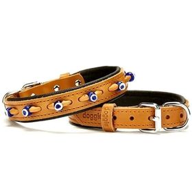 Doggie Camel 2x30 35 cm Comfort Deri Nazar Boncuklu Small Köpek Boyun Tasması
