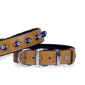 Doggie Comfort 70 cm Nazar Boncuklu Deri Köpek Boyun Tasması