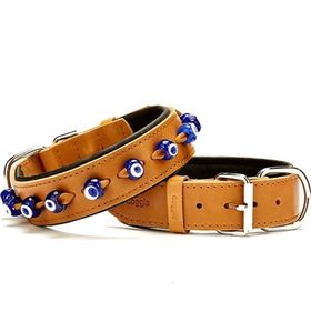Doggie Comfort Camel 4x52-60 cm Medium Deri Nazar Boncuklu Köpek Boyun Tasması