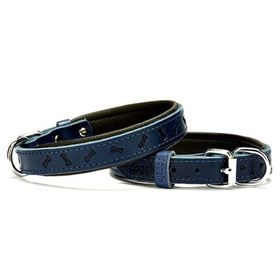Doggie Comfort Deri Kemik Desenli Mavi Small 2x30-35 cm Köpek Boyun Tasması