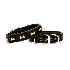 Doggie Comfort Metal Kemik İşlemeli M 2x35-40 cm Siyah Köpek Boyun Tasması