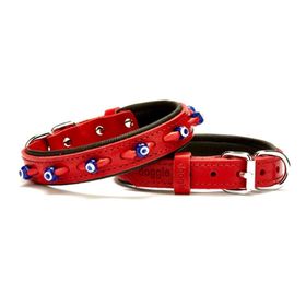 Doggie Comfort Nazar Boncuklu Kırmızı 3.0x55 cm Köpek Tasması