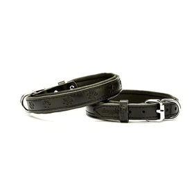 Doggie Comfort Siyah 2.5x37-45 cm Medium Deri Pati Desenli Köpek Boyun Tasması