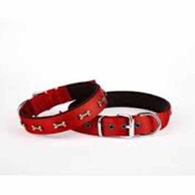 Doggie DSBT-2062S-KRMZ 2x40 cm Kırmızı Softlu Kemik Desenli Köpek Tasması