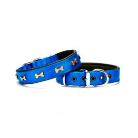 Doggie DSBT-2562-MV 2.5x50 cm Mavi Softlu Kemik Desenli Köpek Tasması