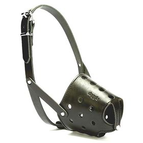 Doggie Eğitim Serisi Large 2x55-60 cm Siyah Gerçek Deriden El Yapımı Kısa Burunlu Köpek Ağızlığı