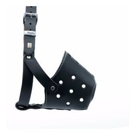 Doggie Eğitim Serisi Large 2x55-60 cm Siyah Gerçek Deriden El Yapımı Kısa Burunlu Köpek Ağızlığı