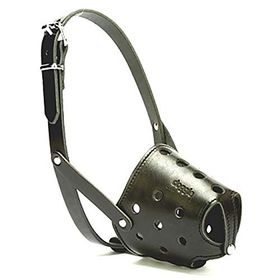 Doggie Eğitim Serisi Large 2x55-60 cm Siyah Gerçek Deriden El Yapımı Kısa Burunlu Köpek Ağızlığı