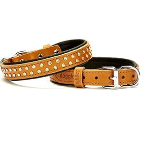 Doggie El Yapımı Swarovski Kristal Taşlı Kahverengi 2x30-35 cm Köpek Boyun Tasması