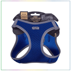Doggie Havalı Dokuma Mavi S 32-38 cm Reflektör Serisi Küçük Irk Köpek Göğüs Tasması