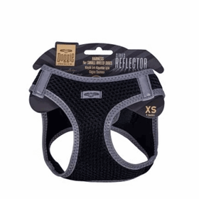 Doggie Havalı Dokuma Siyah XS 30-34 cm Reflektör Serisi Küçük Irk Köpek Göğüs Tasması