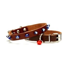 Doggie Kahve 1x14/18 cm Xs Boncuklu Kedi Mini Irk Köpek Tasması