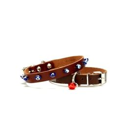 Doggie Kahverengi 1,2x25-29 cm Boncuklu Deri Kedi Tasması