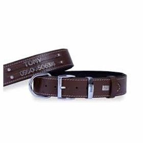 Doggie Kahverengi 3.5x47-55 cm M İsimlikli Deri Boyun Tasması