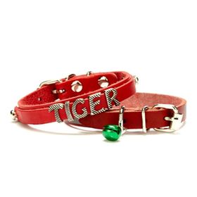 Doggie Kırmızı 1.2x25-29 cm Kedi Ve Yavru Köpek İsimlikli Deri Boyun Tasması