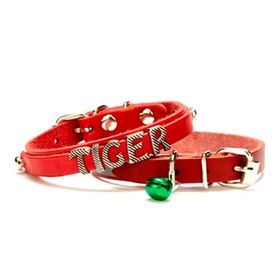 Doggie Kırmızı 1.2x25-29 cm Kedi Ve Yavru Köpek İsimlikli Deri Boyun Tasması