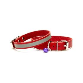 Doggie Kırmızı 1.2x25-29 cm Kedi Ve Yavru Köpek İsimlikli Deri Boyun Tasması
