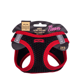 Doggie Kırmızı 2xS-26-30 cm Havalı Dokuma Neon Serisi Küçük Irk Köpek Göğüs Tasması
